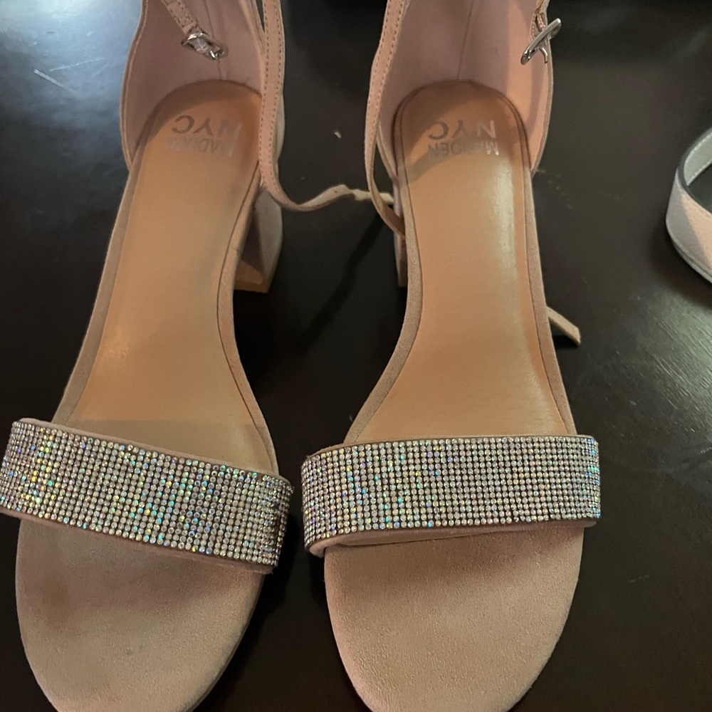 Cream Silver Rhinestone Heels